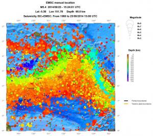 regional depth historical seismicity