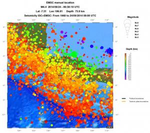 regional depth historical seismicity