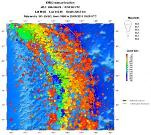 regional depth historical seismicity