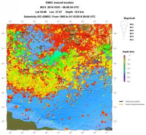 regional depth historical seismicity