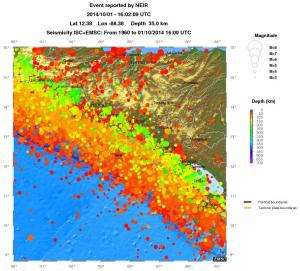 regional depth historical seismicity