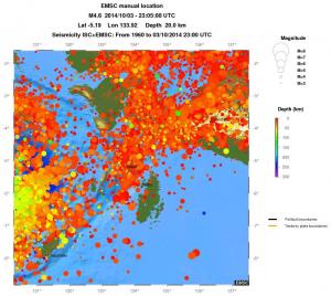 regional depth historical seismicity