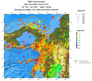 regional depth historical seismicity