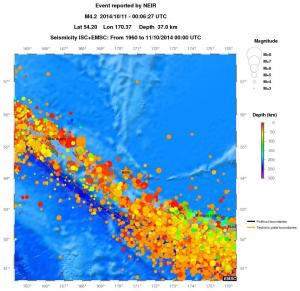 regional depth historical seismicity