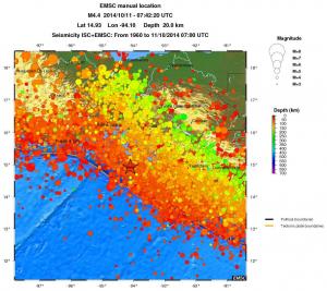 regional depth historical seismicity