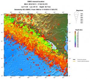 regional depth historical seismicity