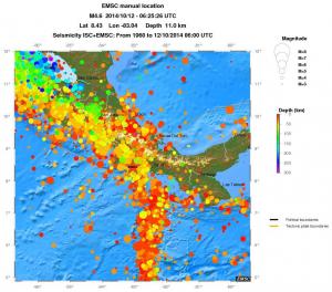 regional depth historical seismicity