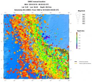 regional depth historical seismicity