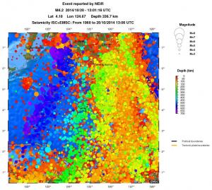 regional depth historical seismicity
