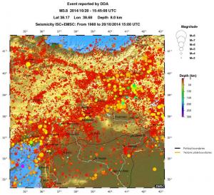 regional depth historical seismicity
