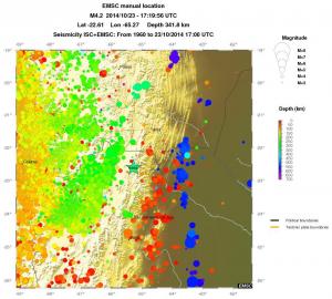 regional depth historical seismicity