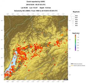 regional depth historical seismicity