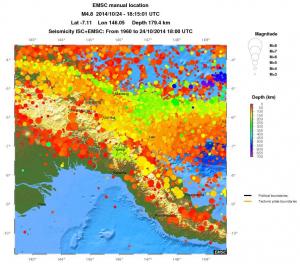 regional depth historical seismicity