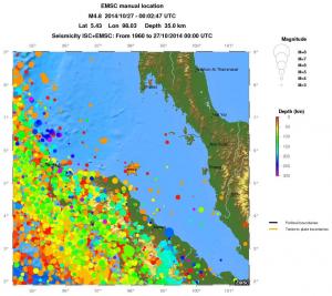 regional depth historical seismicity