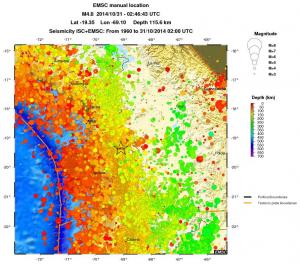 regional depth historical seismicity