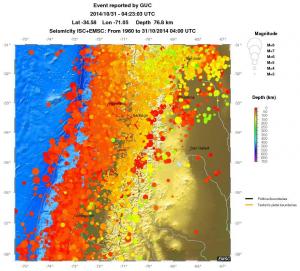 regional depth historical seismicity