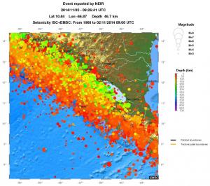 regional depth historical seismicity