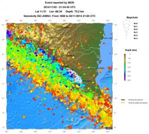 regional depth historical seismicity