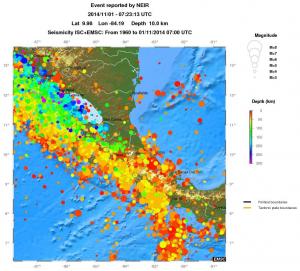regional depth historical seismicity