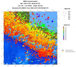 regional depth historical seismicity