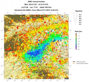 regional depth historical seismicity