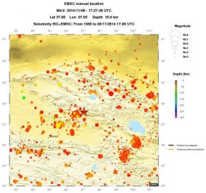 regional depth historical seismicity