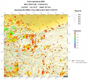 regional depth historical seismicity