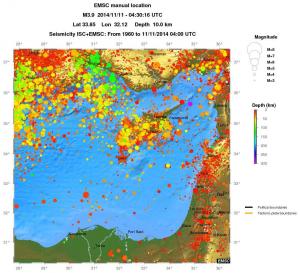 regional depth historical seismicity