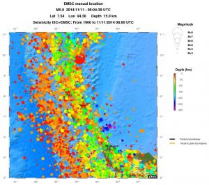 regional depth historical seismicity