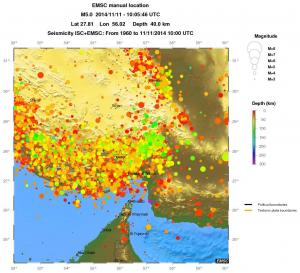 regional depth historical seismicity
