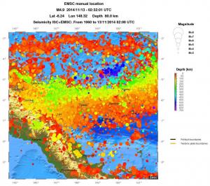 regional depth historical seismicity