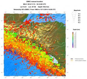 regional depth historical seismicity