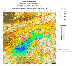 regional depth historical seismicity