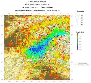 regional depth historical seismicity