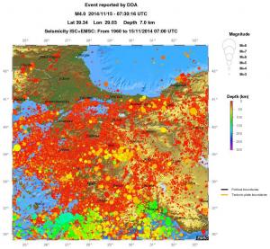 regional depth historical seismicity