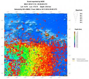 regional depth historical seismicity