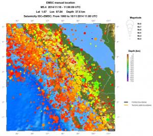 regional depth historical seismicity