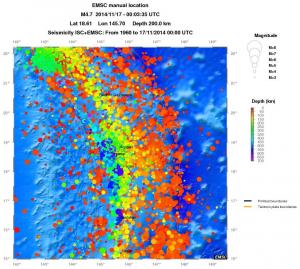 regional depth historical seismicity