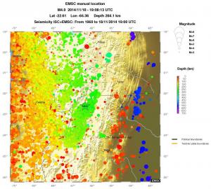 regional depth historical seismicity