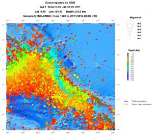 regional depth historical seismicity