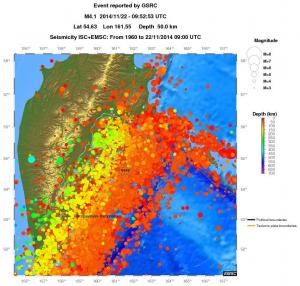 regional depth historical seismicity