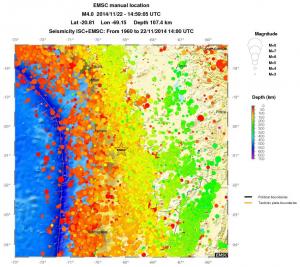 regional depth historical seismicity