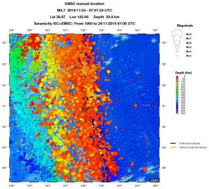 regional depth historical seismicity