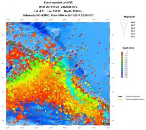regional depth historical seismicity