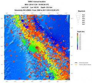 regional depth historical seismicity