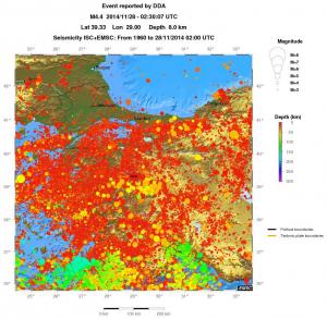 regional depth historical seismicity