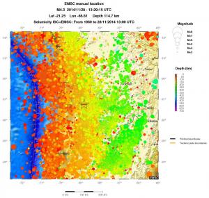 regional depth historical seismicity