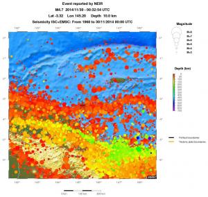 regional depth historical seismicity
