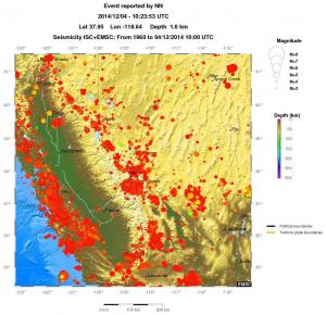 regional depth historical seismicity
