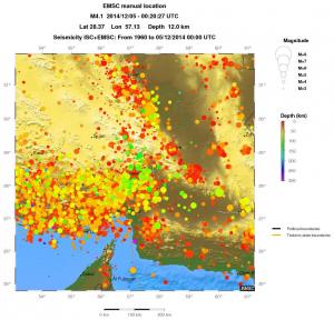 regional depth historical seismicity